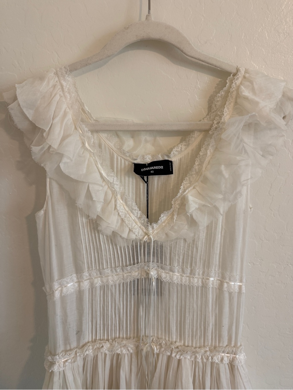 DSQUARED2 NWT $8,950 Ivory Silk Cotton Lace Maxi Wedding Gown IT 40 - Picture 4 of 8
